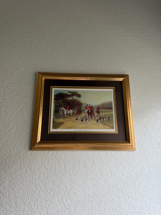 Framed print titled "The Finish" by the British painter Heywood Hardy (1842–1933).